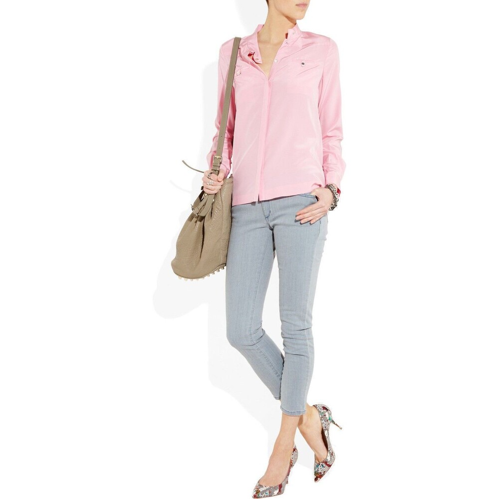 New $480 Womens Designer Superfine Prince Jeans Crop 25 Light Gray Italy NWT